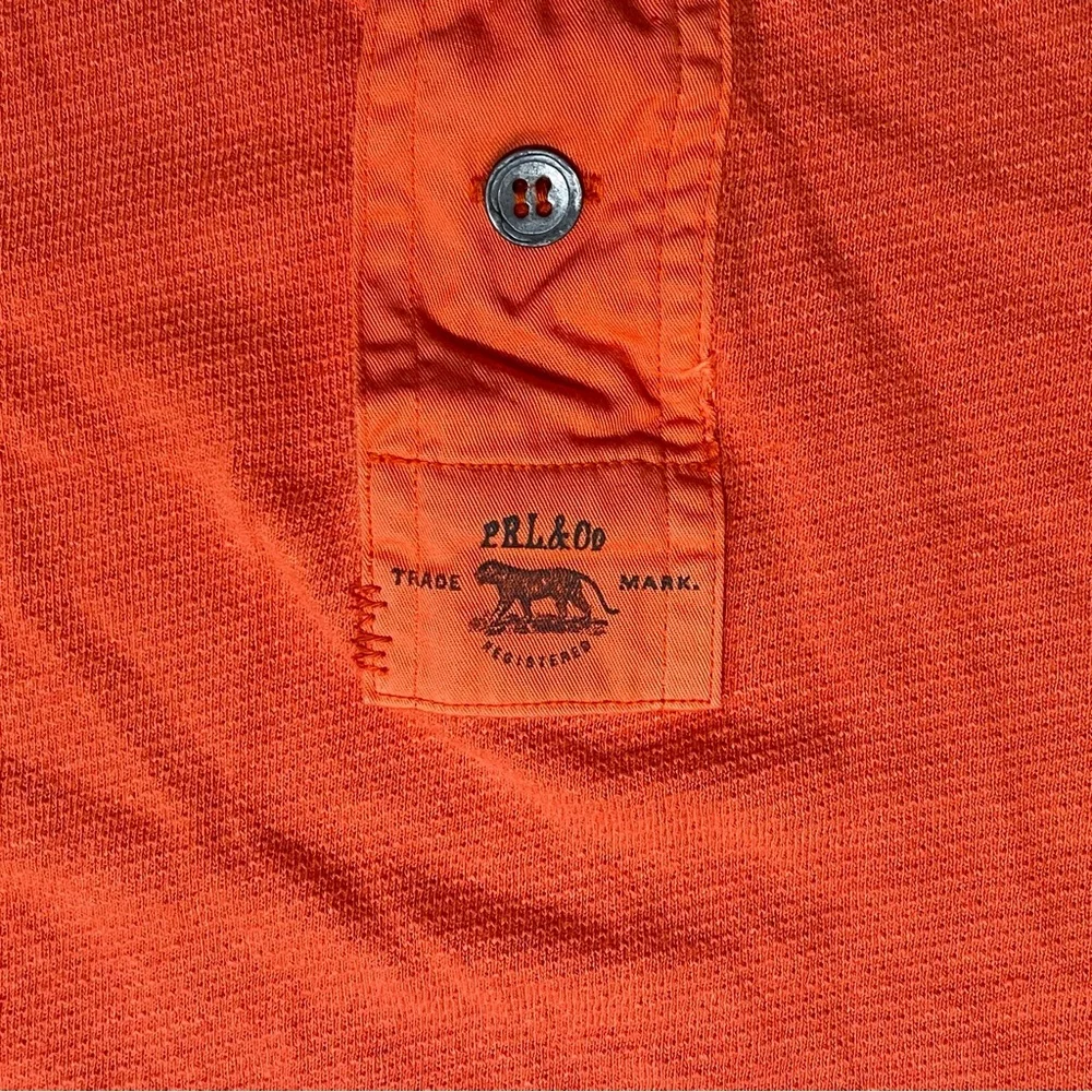 Polo Ralph Lauren Henley Shirt Men's L Orange Long Sleeve Linen Blend - Picture 5 of 8